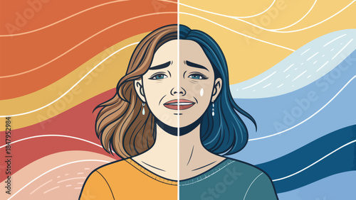 Woman with Dual Emotion Portrait