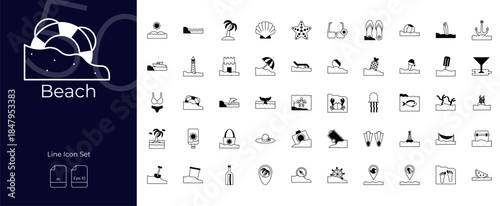 Beach Duotone Editable Icons set