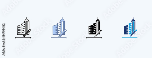 Building Design Multiple Icon Illustration Vector