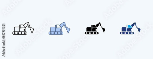 Heavy Equipment Multiple Icon Illustration Vector