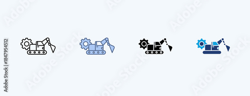 Construction Equipment Multiple Icon Illustration Vector