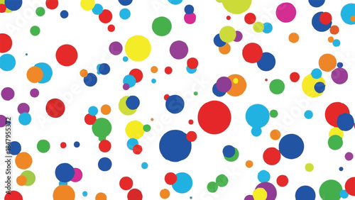 Brightly Colored Chaotic Confetti Dots Vector Pattern Background on White