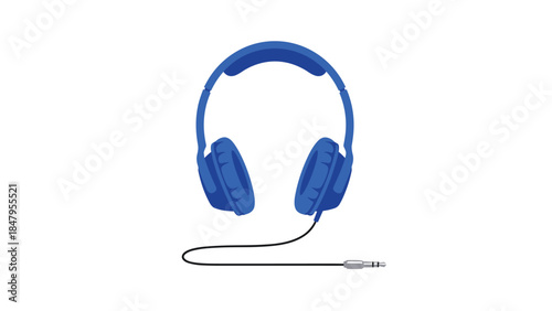 Stylish blue headphones with a cord are displayed against a clean white background, perfect for music lovers and audio enthusiasts.