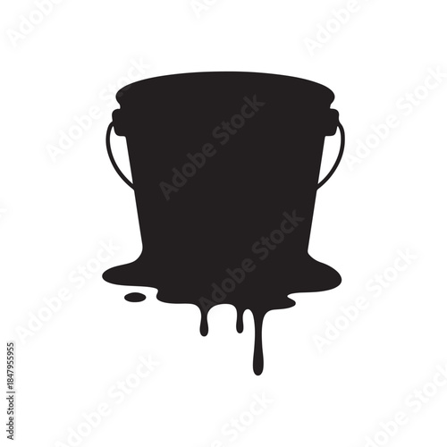Paint Melting Bucket silhouette vector flat illustration on white background