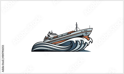 A Nautical Triumph: A ship conquering the fierce waves, an emblem of resilience and navigatio