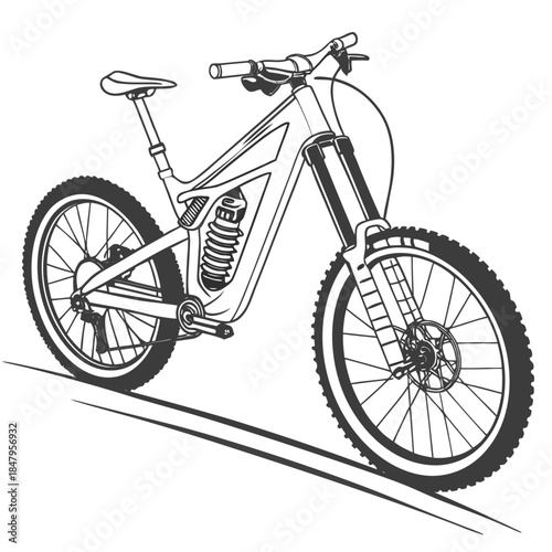 Render enduro mountain bike with coil shock enduro bike