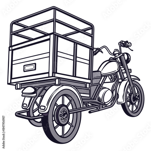 Realistic electric tricycle for delivery tricycle cargo tricycle