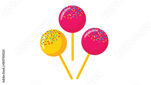 Colorful cake pops with sprinkles on sticks create a delightful and sweet treat perfect for parties and celebrations.