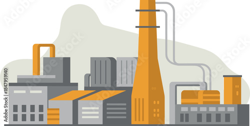 Modern Industrial Factory Vector Illustration — Manufacturing and Production Plant Design