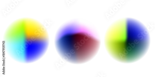 Set color circle gradient noise gradation. Abstract colorful watercolor blur mesh on isolated transparent background. Circle shape png.