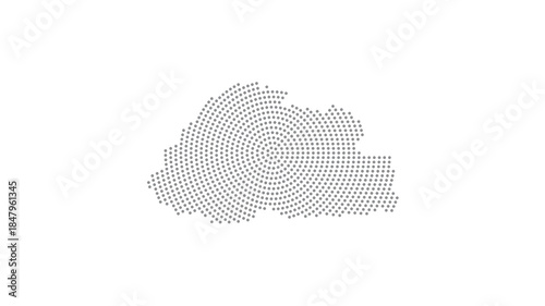 Bhutan Stylized halftone dot map with concentric circular pattern