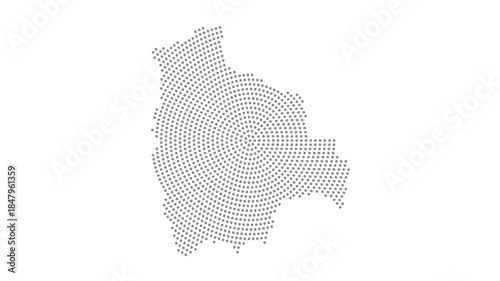 Bolivia Stylized halftone dot map with concentric circular pattern