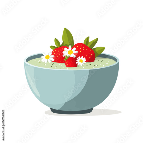 Smoothie Bowl, clean 2D vector flat illustration in minimal and modern style on a white background.