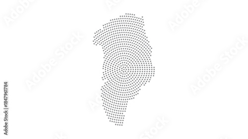 Greenland Stylized halftone dot map with concentric circular pattern