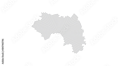 Guinea Stylized halftone dot map with concentric circular pattern
