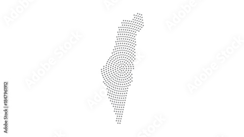 Israel Stylized halftone dot map with concentric circular pattern