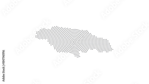 Jamaica Stylized halftone dot map with concentric circular pattern