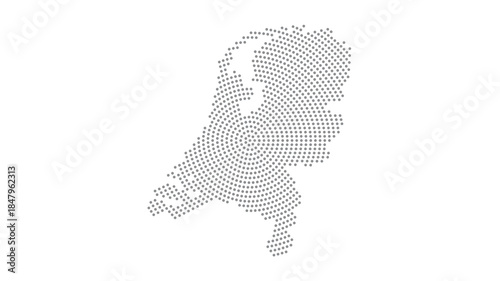 Netherlands Stylized halftone dot map with concentric circular pattern