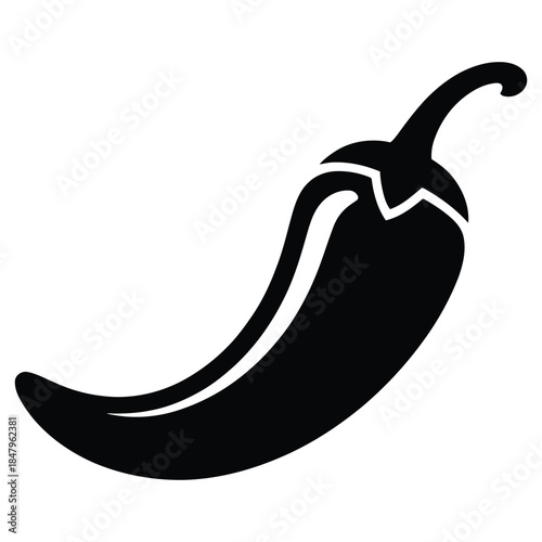 chili pepper icon symbol representing spicy food hot flavor cooking ingredient and cuisine concept in solid black minimalist flat design