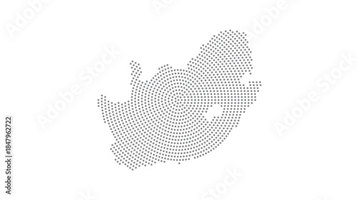 South Africa Stylized halftone dot map with concentric circular pattern