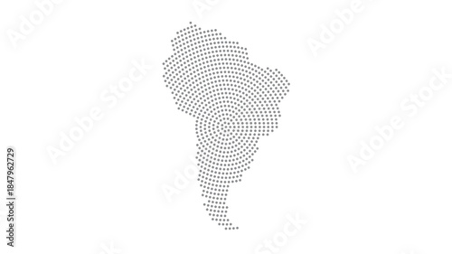 South America Stylized halftone dot map with concentric circular pattern