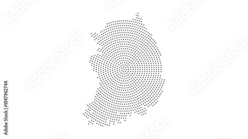 South Korea Stylized halftone dot map with concentric circular pattern