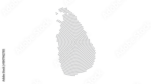 Sri Lanka Stylized halftone dot map with concentric circular pattern