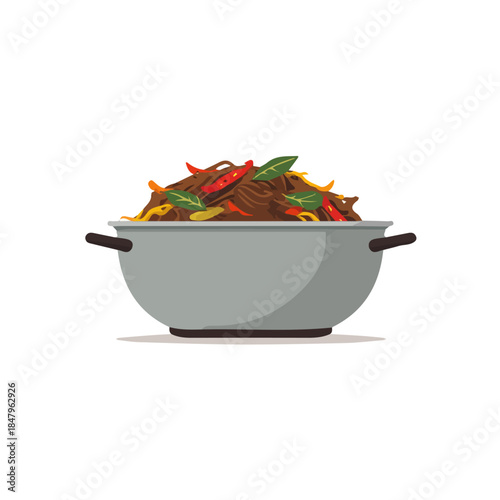 Ropa Vieja — flat 2D vector artwork created in a clean, modern, and minimal style on white background.