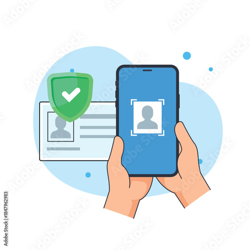 Secure Authentication of Personal Identity via Mobile Scanning flat design vector empty state ui