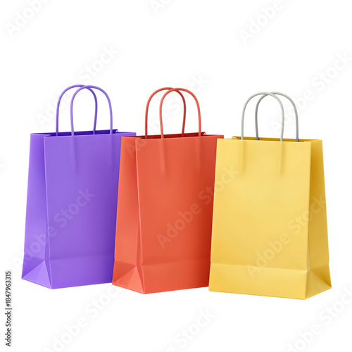 Three Colorful Shopping Bags with Handles