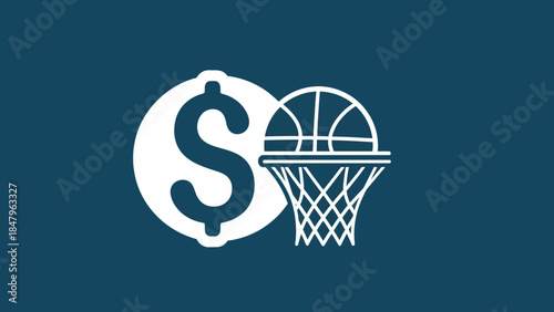 Profitable basketball investment opportunity with dollar sign