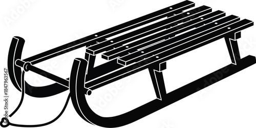 Sledge, sled vector illustration icon silhouette 