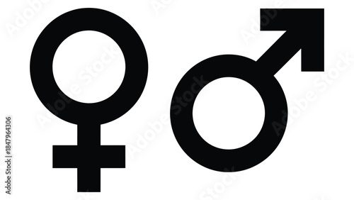 male and female gender symbols icon set representing gender signs sexuality equality and relationship concepts in bold black minimalist design