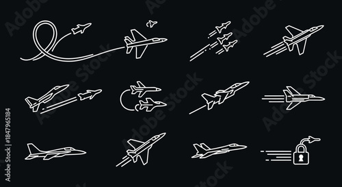 Collection of Fighter Jets in Various Poses.