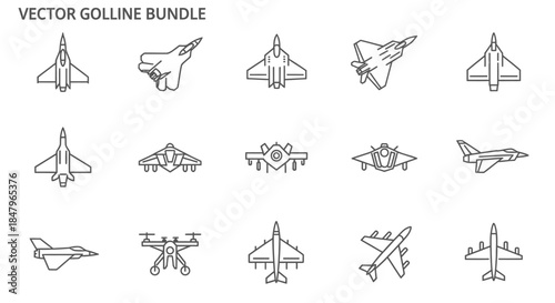 Collection of Various Military Aircraft Silhouettes.