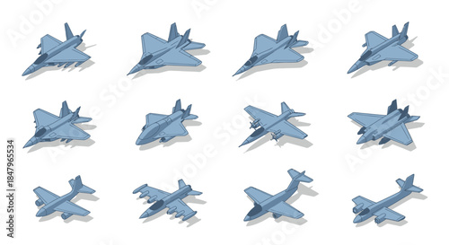Formation of Twelve Blue Fighter Jets.