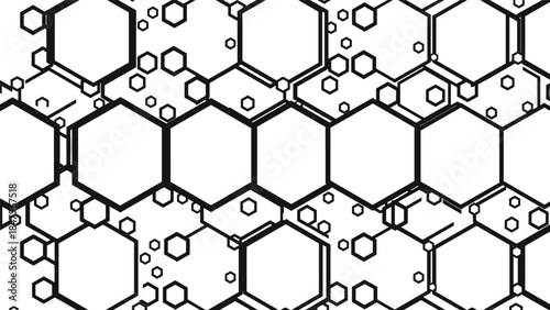 hexagon geometric vector illustration pattern, abstract honeycomb structure background, modern molecular and technology design elements isolated on white background