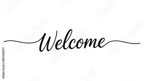 welcome hand lettering typography with elegant script and decorative lines minimal calligraphy text design for greeting branding and signage