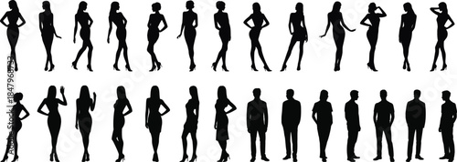Silhouettes of various human figures