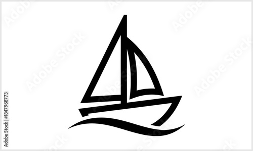 Sailboat's Voyage: A minimalist representation of a sailboat gracefully gliding across the open water, capturing the essence of maritime adventure and nautical charm.