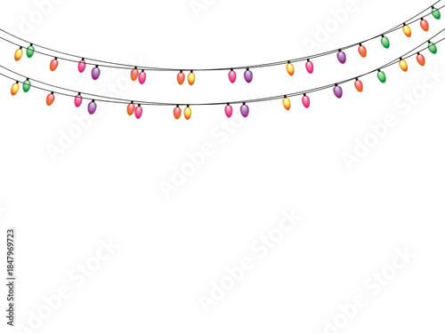 Colorful festive string lights illuminating a dark space with vibrant glow