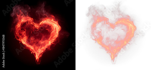 Obraz na płótnie Glowing Blaze Heart Illustration Transparent Background PNG