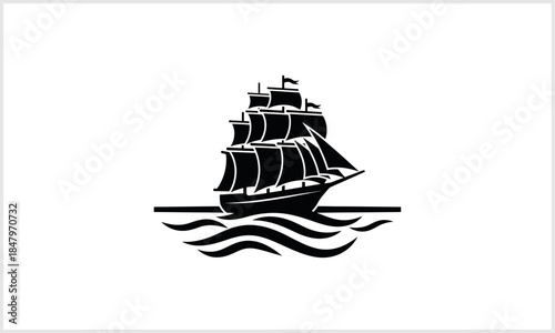 Voyage of the Silhouette: A striking silhouette of a majestic sailing vessel, navigating the open sea with unwavering resolve.