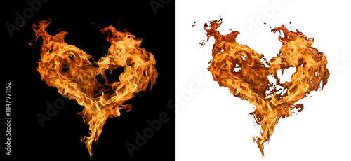 Glowing Flame Heart Romantic Fire Effect PNG