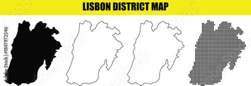 lisbon district map outline filled and dot design showing country shape in portugal europe geographic vector