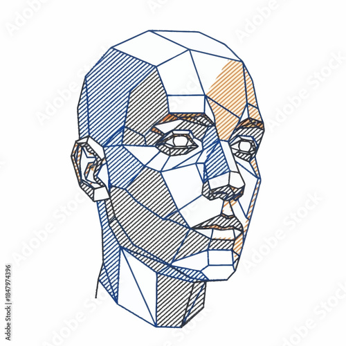 Geometric Head Study for Artistic Rendering and Drawing Practice.