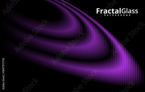 Vibrant purple fractal glass design on transparent background with black gradient and swirling patterns