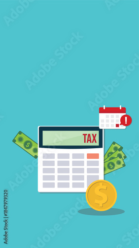 Calculator with money concept income tax calculation. Calculating income tax payment, business, finance and investment concept	