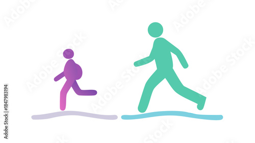 Peaceful silhouette of a person walking calmly, mindful movement and healthy lifestyle concept in simple design.