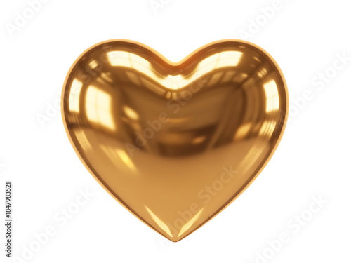 Golden heart shaped object isolated on transparent background isolated on transparent background